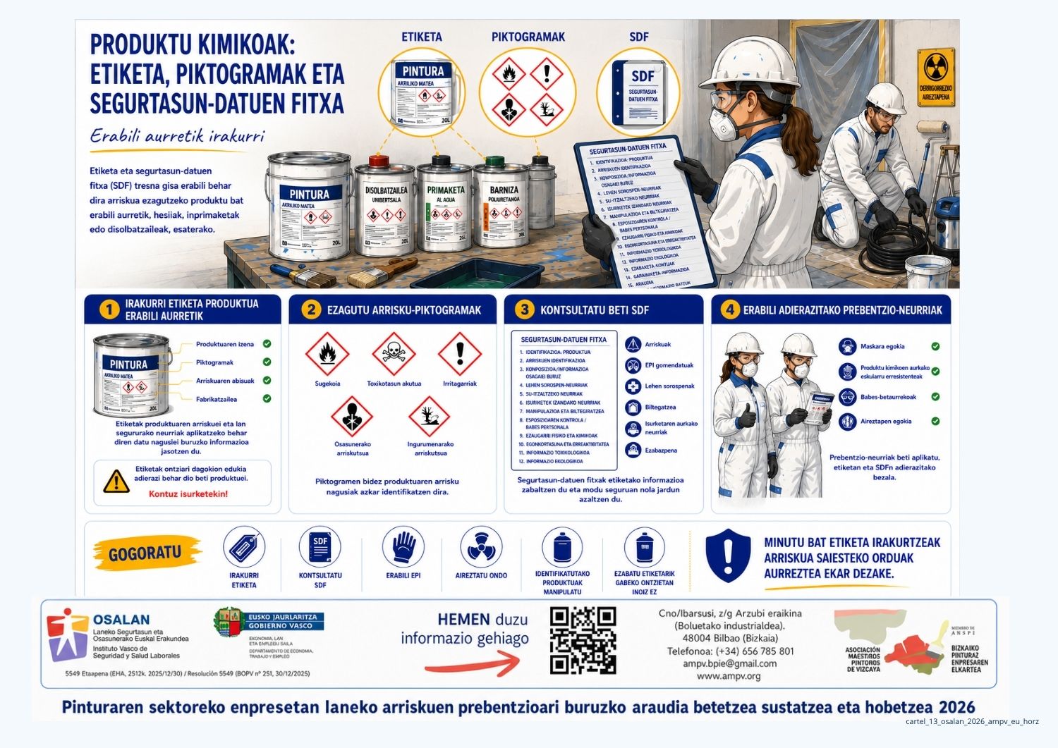 Produktu kimikoak: etiketa, piktogramak eta segurtasun-datuen fitxa