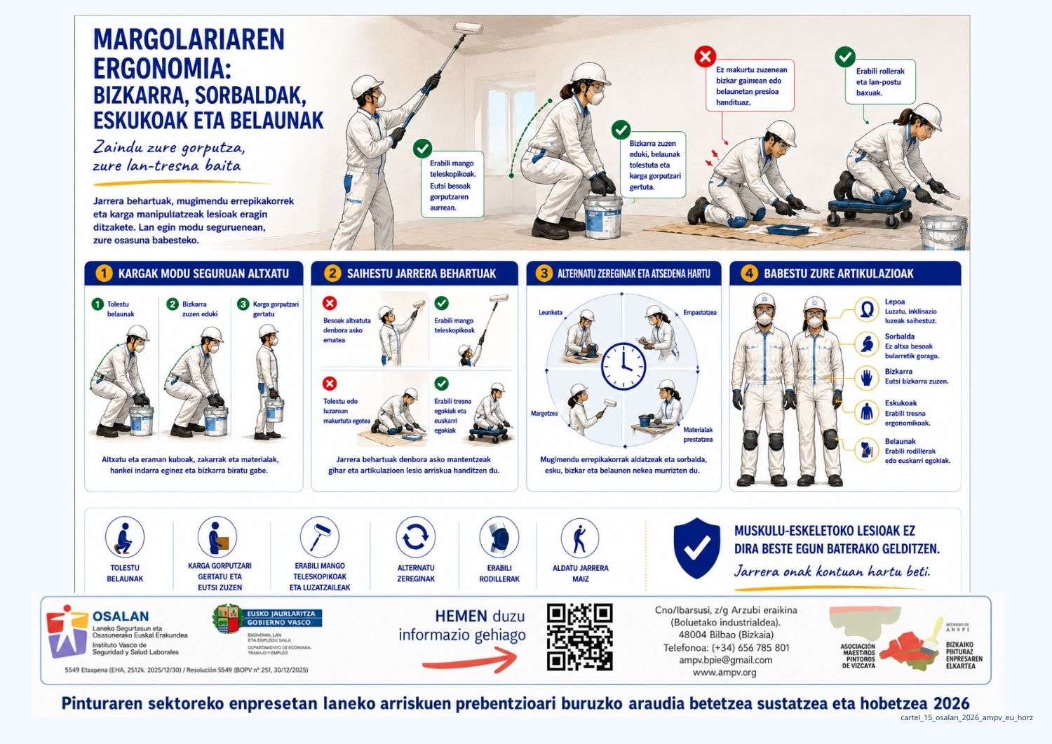 Margolariaren ergonomia: bizkarra, sorbaldak, eskumuturrak eta belaunak