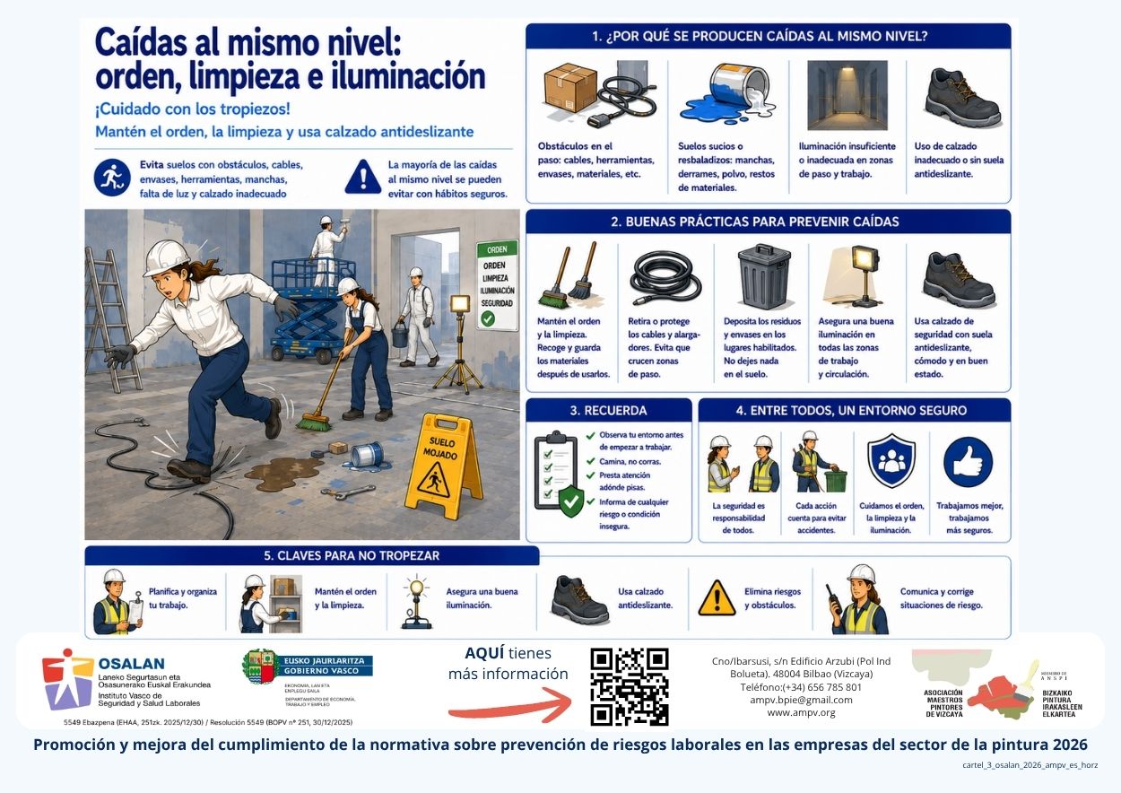 Caídas al mismo nivel: orden, limpieza e iluminación